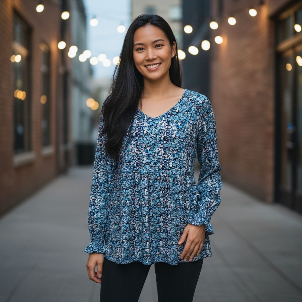 3/$15 SALE! Floral Tunic Long Sleeved Top -
